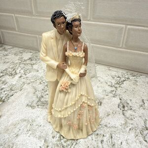Vintage 1980’s resin African American wedding cake topper Bride Groom Wedding